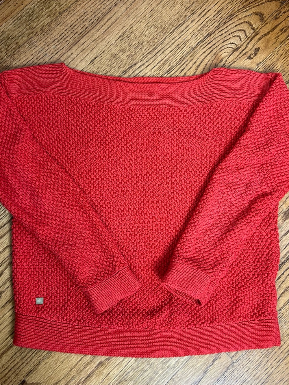 LAUREN Ralph Lauren Chunky Knit Cotton Boat Neck Sweater Size M